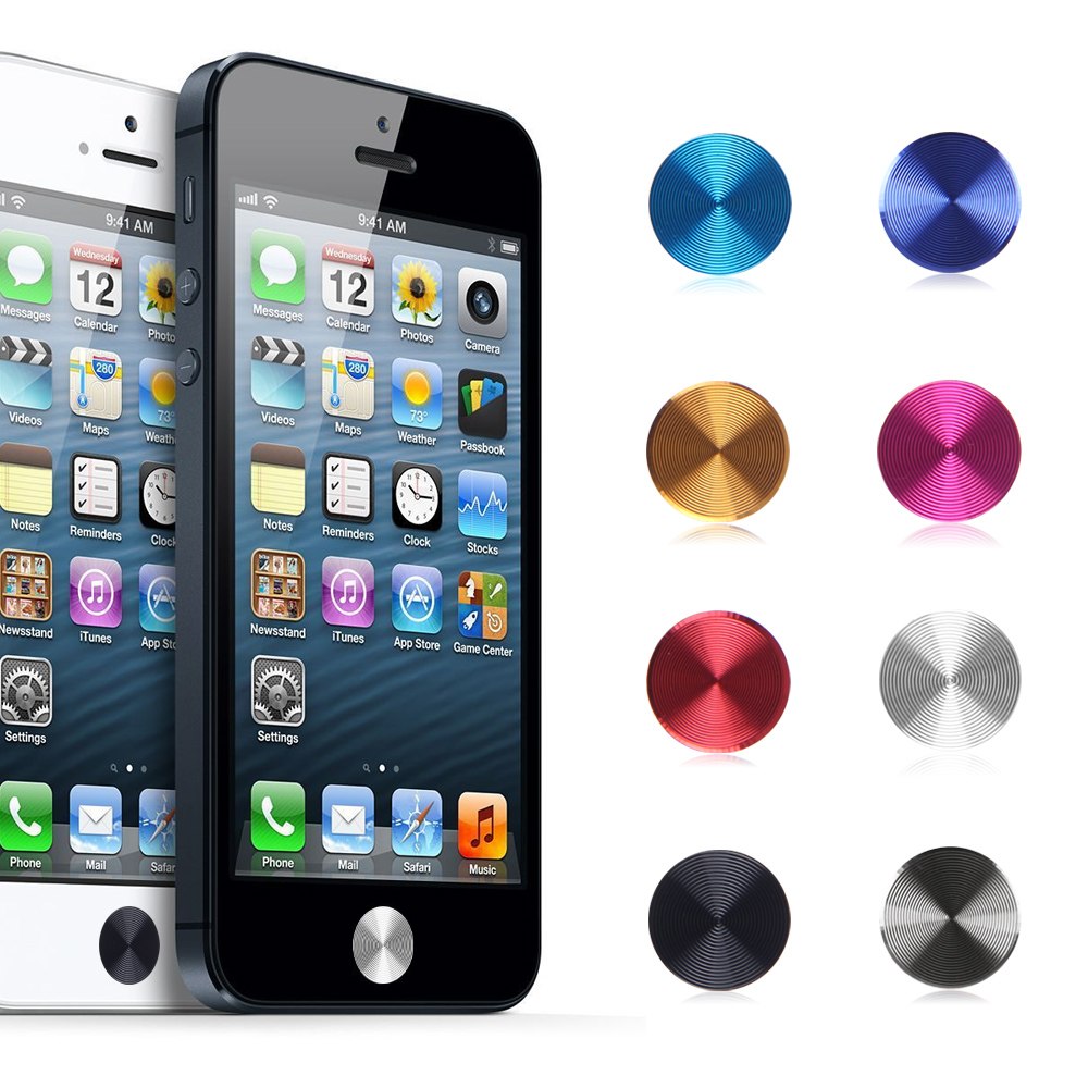 Aluminium Metal Home Button Key Stickers for iPhone 4 4S 5 5S 5C iPod