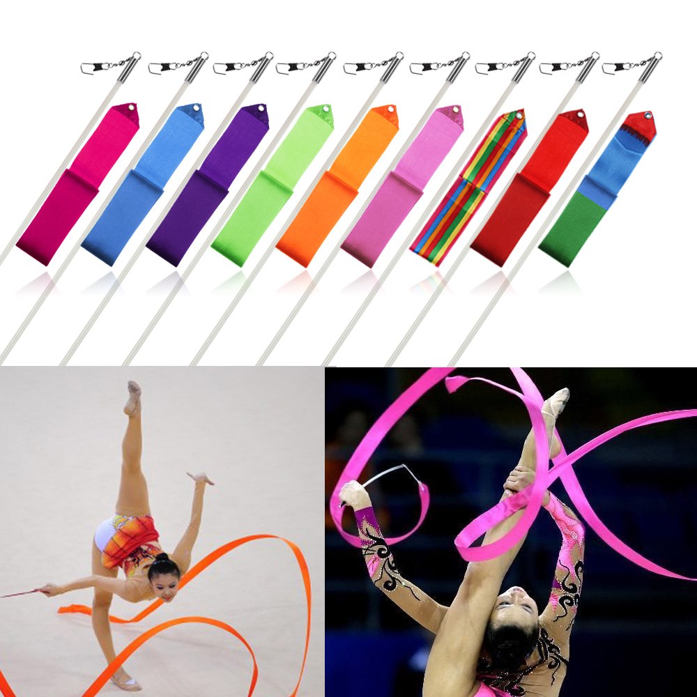 New 4M Long Gym Dance Ribbon Rhythmic Art Gymnastic Streamer Twirling How Long Is Rhythmic Gymnastics Ribbon