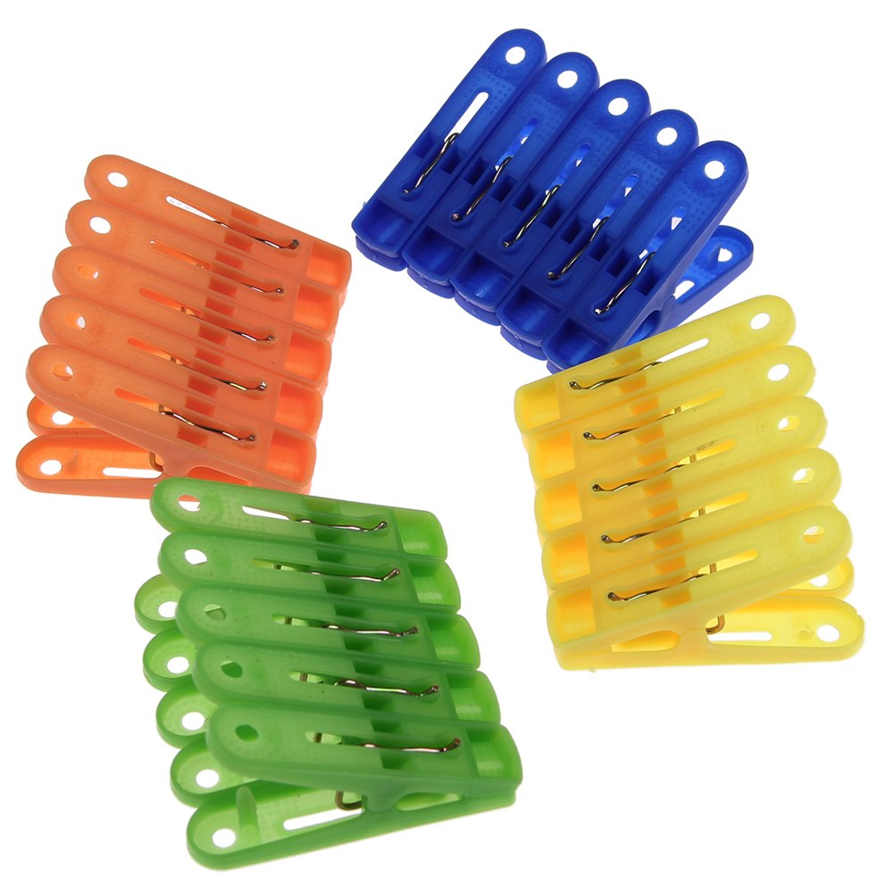 20 pcs HOT New Heavy Duty Plastic Laundry Clothes Pins Color Hanging