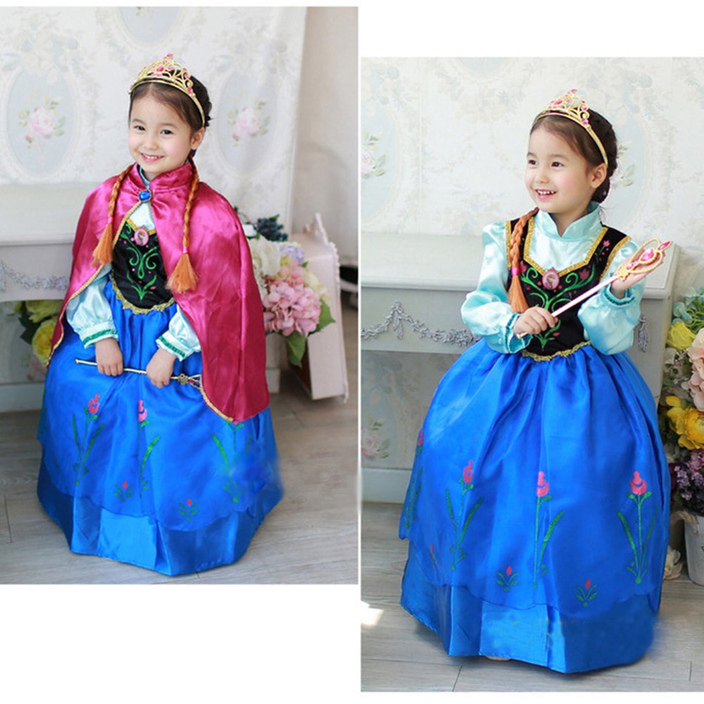 Robe Deguisement Costume La Reine des Neiges Frozen Elsa Anna Enfant
