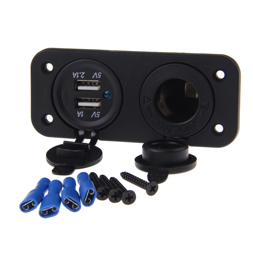 2.1A Dual USB LED Fast Car Charger Flush Mount Socket 12V Volt DC