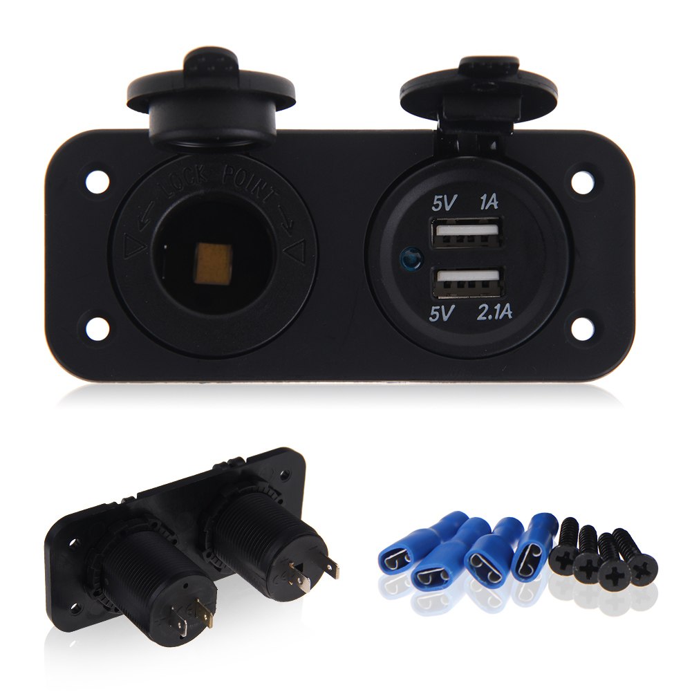 2.1A Dual USB LED Fast Car Charger Flush Mount Socket 12V Volt DC Marine Carvan