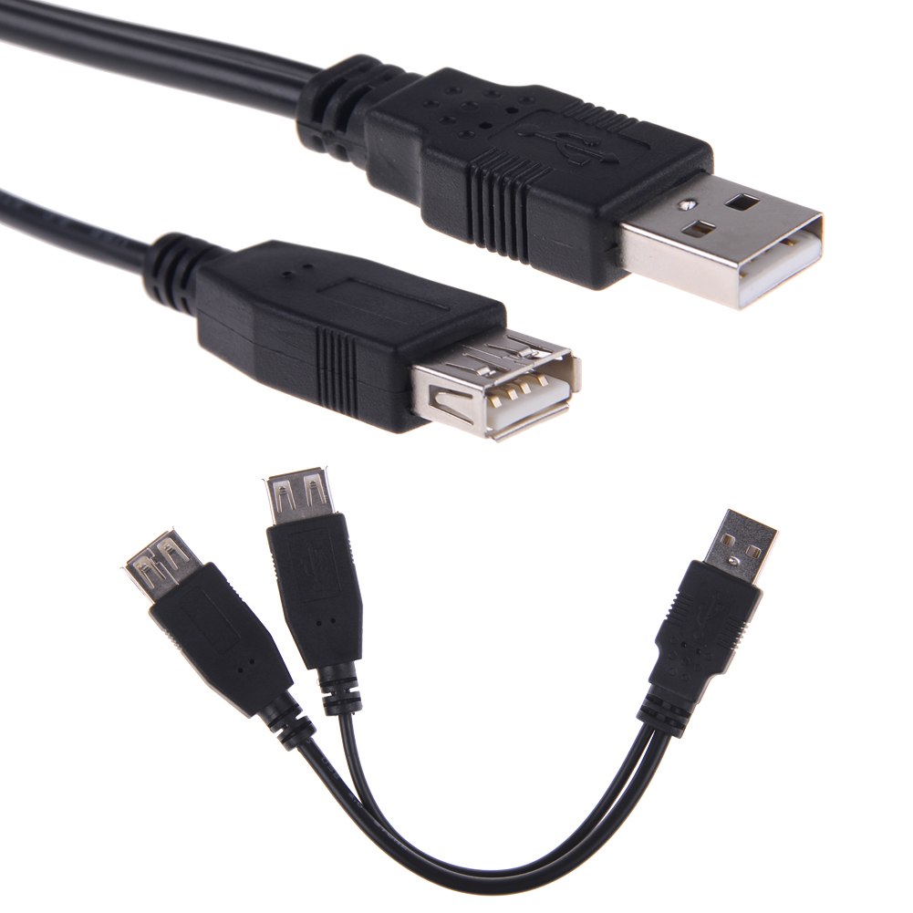 New USB 2.0 A Male Plug to 2 Dual USB A Female Jack Y Splitter Hub