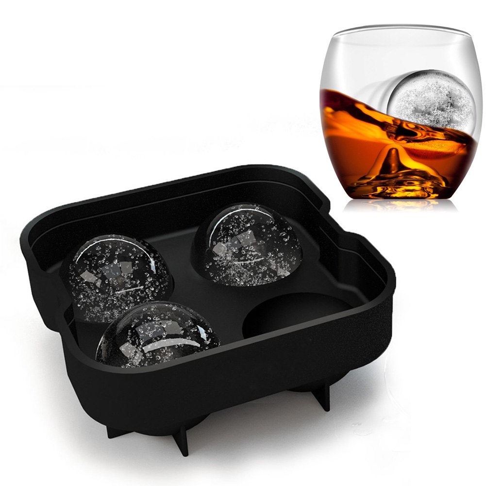 US New Round Ice Balls Maker Tray FOUR Large Sphere Molds Cube Whiskey