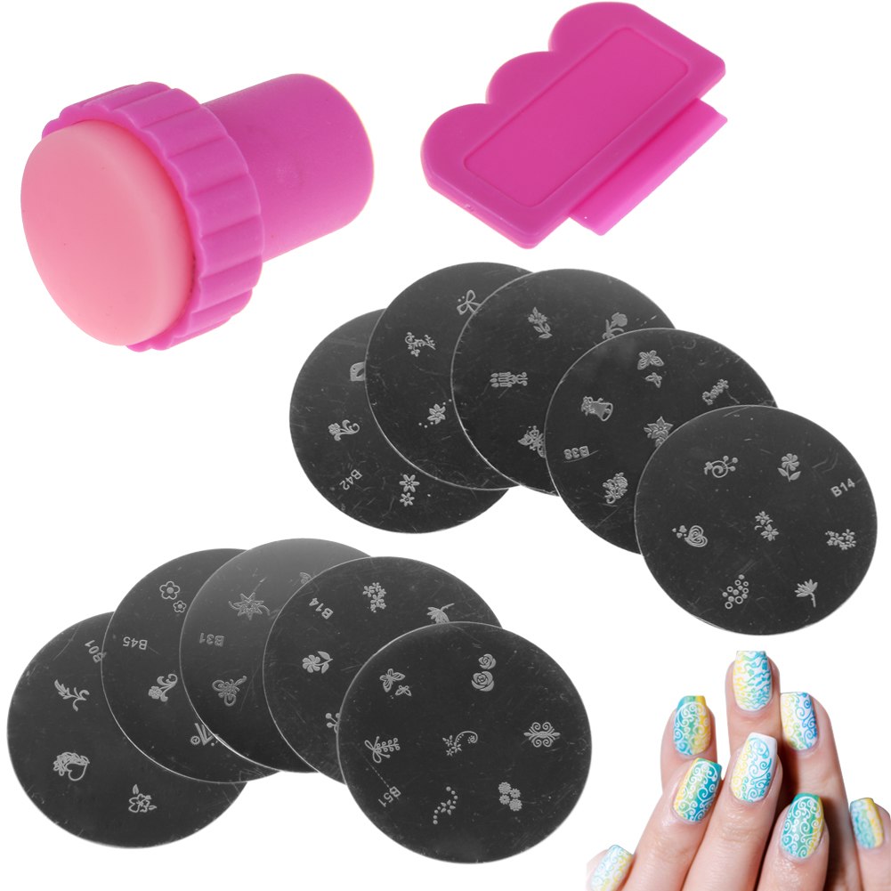 KIT STAMPINO PER DECORAZIONE UNGHIE CON 10 DISCHI NAIL ART STAMPING