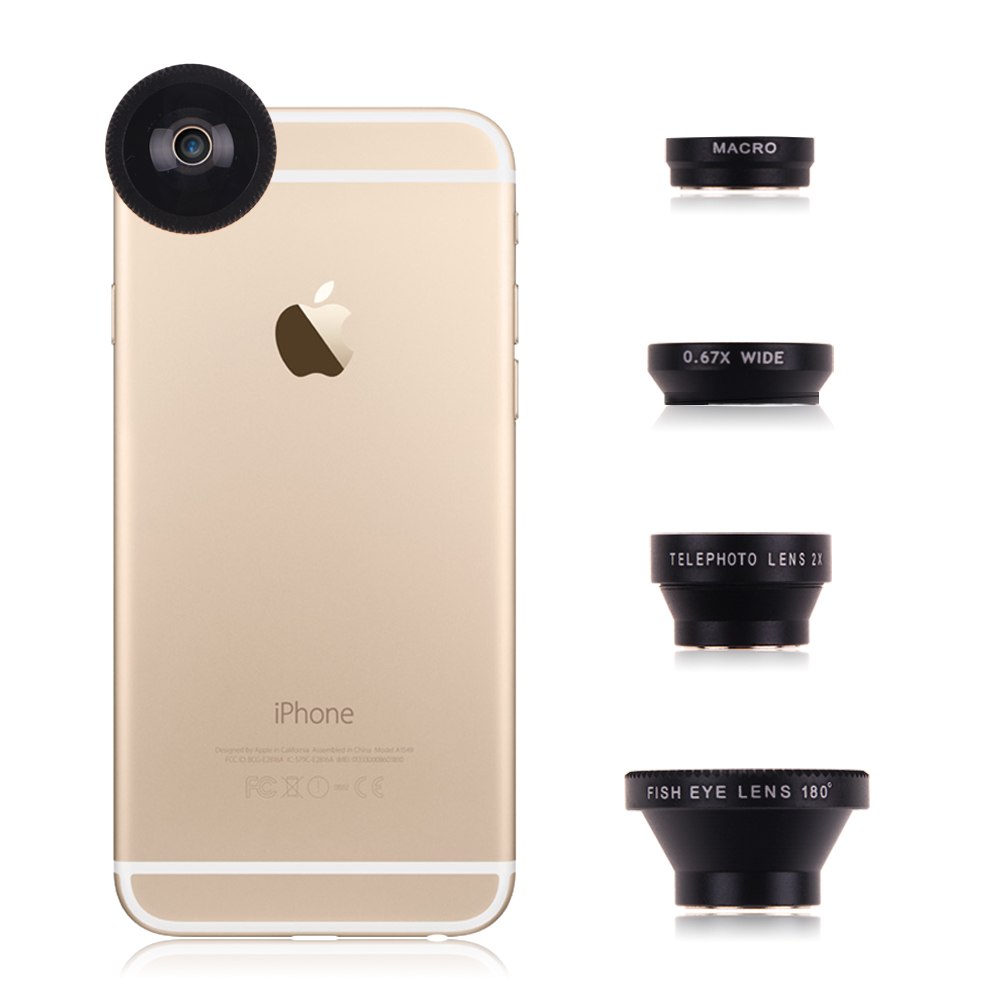 4in1 Fish eye+Telephoto+Wide Angle+Micro Lens for iPhone 6
