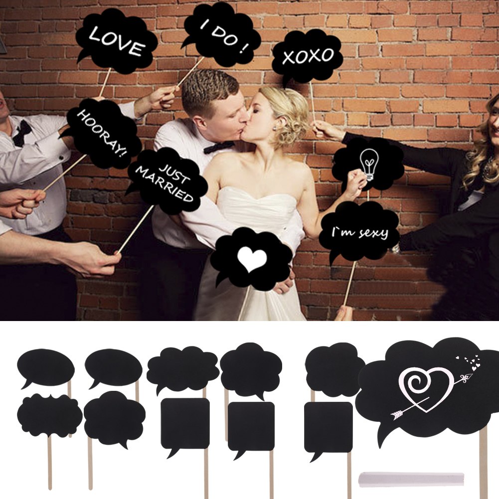 10 x Chalkboard Signs Speech Bubbles Photo Booth Props Wedding Party