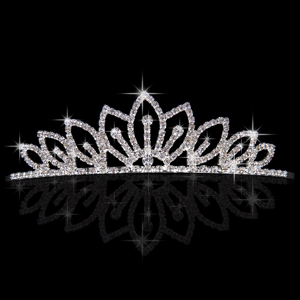 Pageant Wedding Bridal Crown Crystal Rhinestone Princess Silver Jewelry