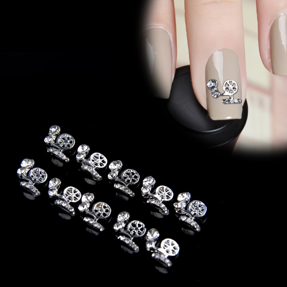 10 PCS 3D Alloy Rhinestones Diamond Glitters Nail Art Stickers Slices