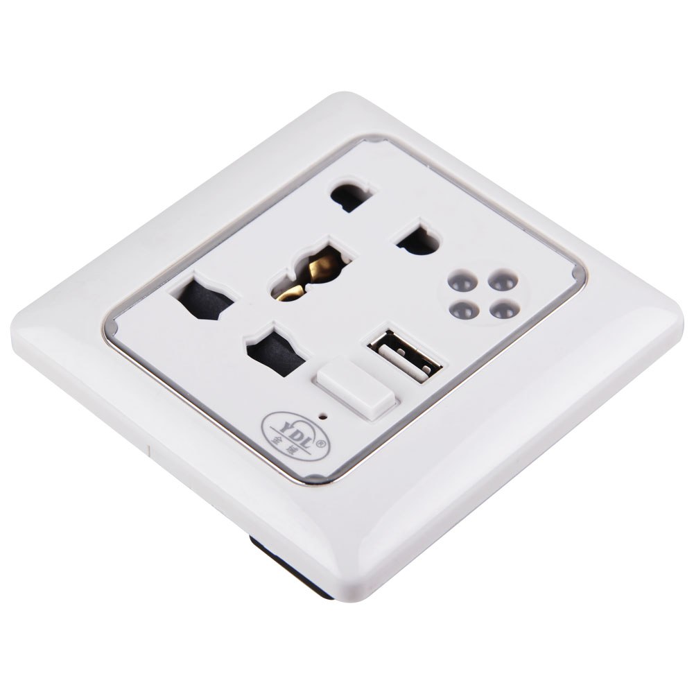 Global Wall Socket Charger Power Supply Outlet Plate Panel+USB Port w/ LED Light