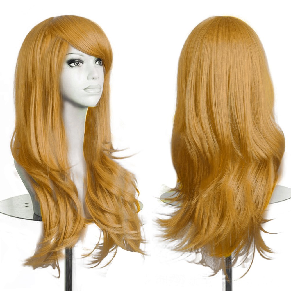 Women Lady Long Hair Wig Curly Wavy Synthetic Anime Cosplay Party Full