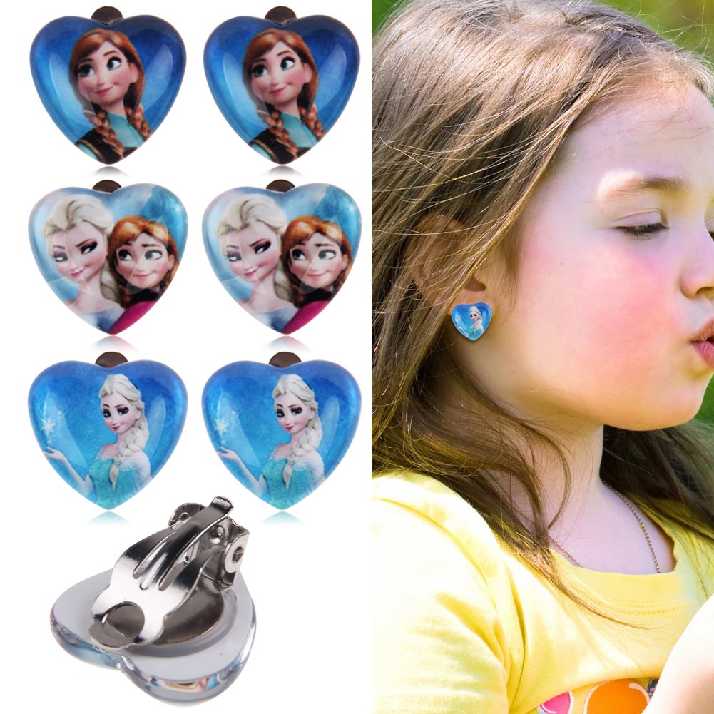 Frozen Anna Alsa Princess Cute Lovely Ear Clip Earrings for Kids Girls