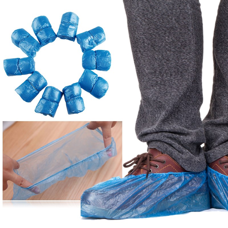 100pcs Plastic Rain Waterproof Disposable Shoe Covers Overshoes Boot