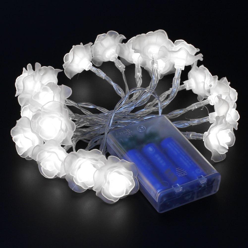 20 Rose Flower LED Battery Operated Fairy String Lights Wedding Garden Party eBay