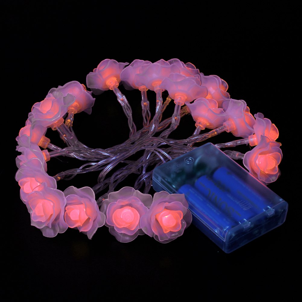 20 Rose Flower LED Battery Operated Fairy String Lights Wedding Garden Party eBay