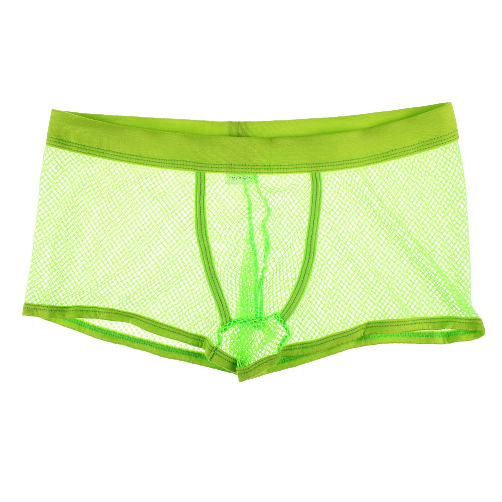 Sexy Men's Underwear Fish Net Seethrough Boxer Brief Trunks Sheer