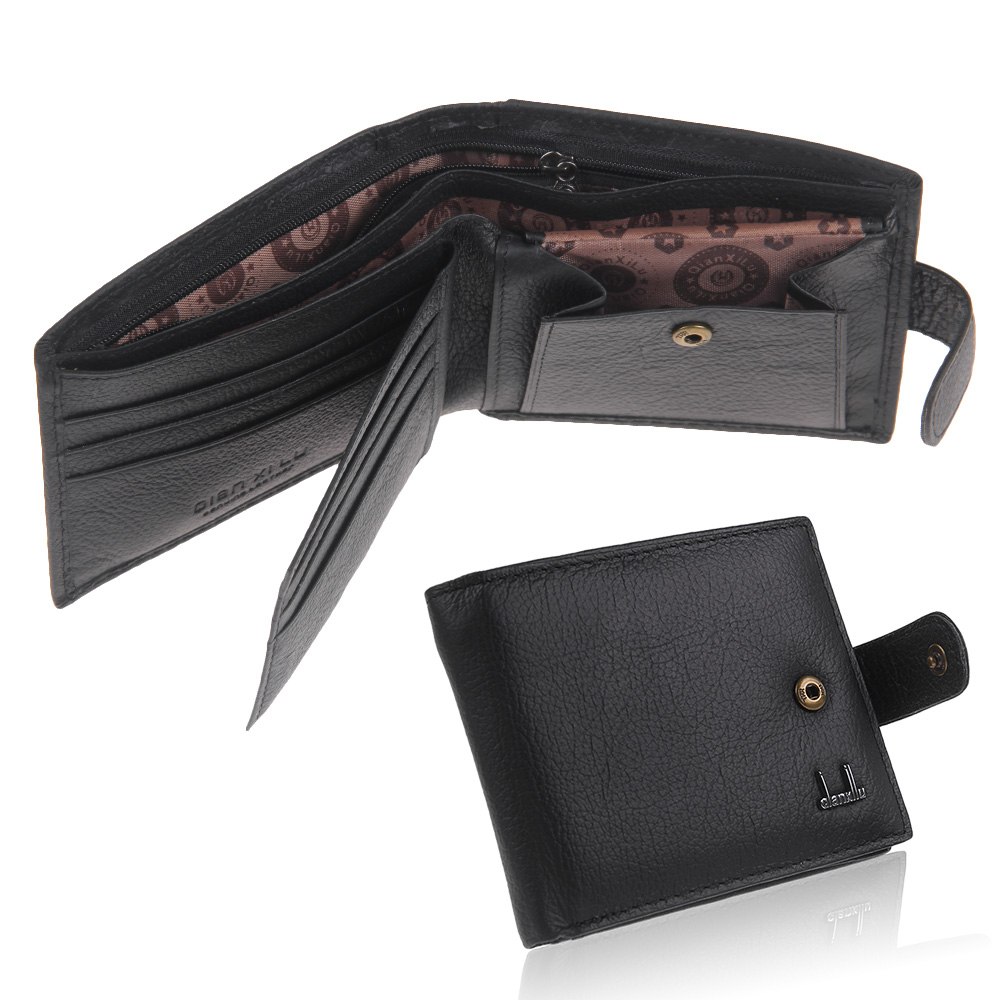 Mens Soft Real Leather Black Bifold Wallet Credit Card Holder Coin Pocket Purse | eBay