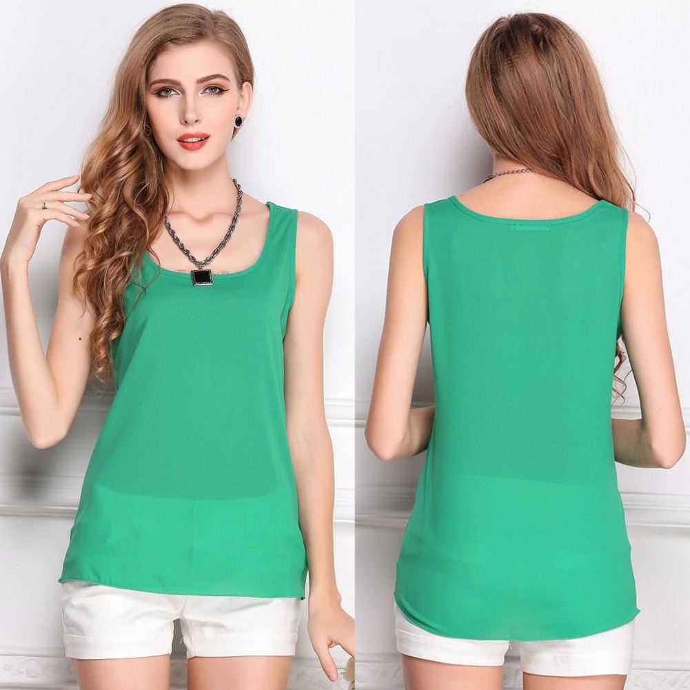 Women Summer Casual Sleeveless Shirt Chiffon Loose Vest Tank Tops Blouse Cami eBay