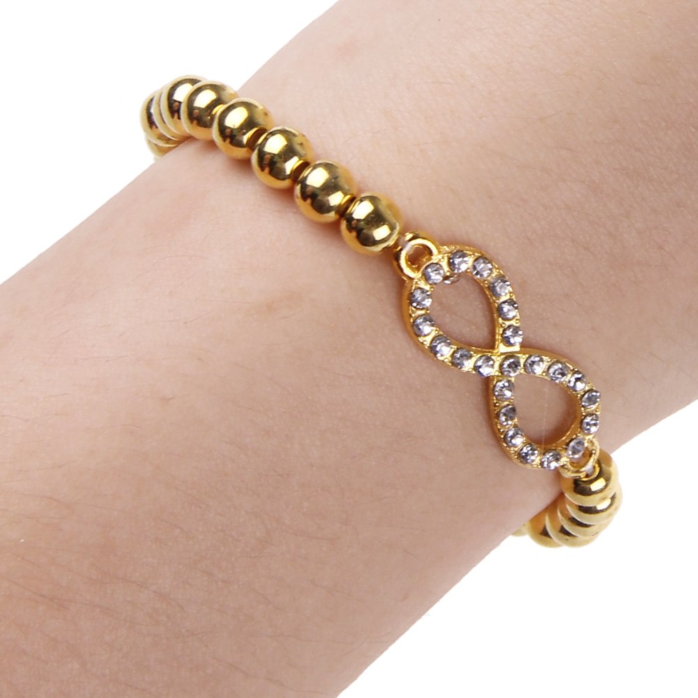 Fashion Bracelet Crystal Rhinestone Cross Love Infinity Stretch Beaded