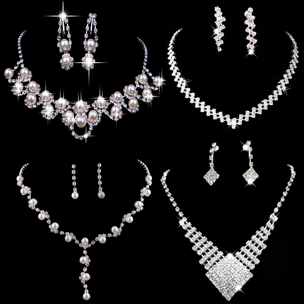 Brautschmuck Strass Set mode strass halskette ohrringe set hochzeit braut Brautschmuck Strass Set mode strass halskette ohrringe set hochzeit braut