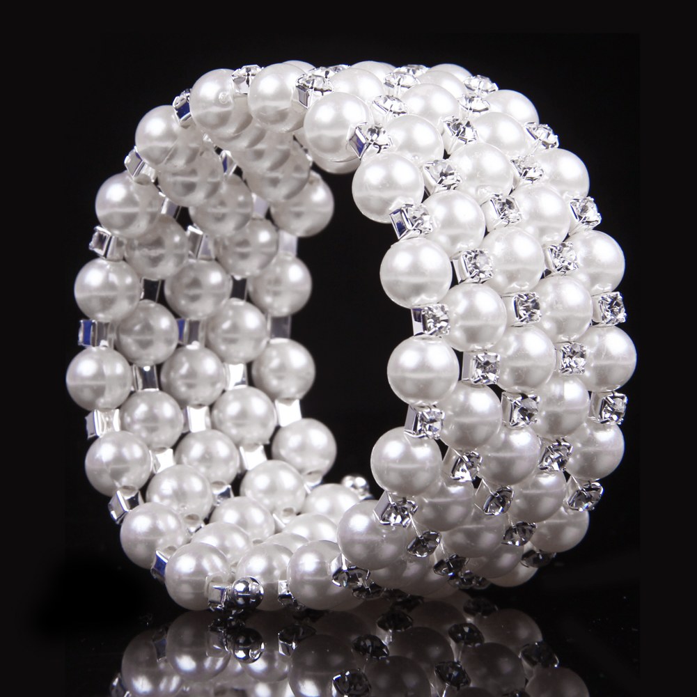 ... Style-Wedding-Bridal-Crystal-Rhinestone-Pearl-Bracelet-Bangle-Jewelry