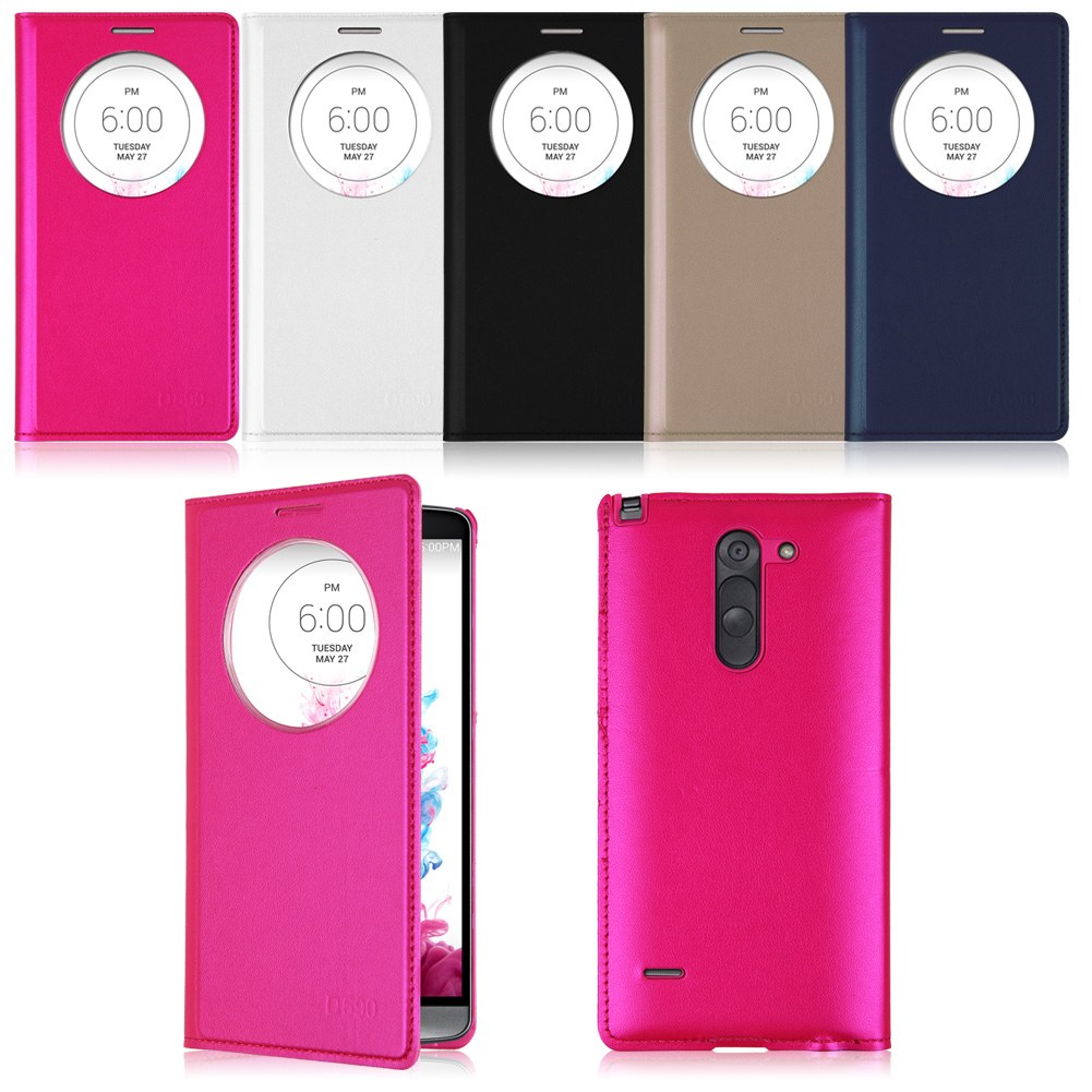Slim Circle Window View Leather Flip Battery Cover Case Skin for LG