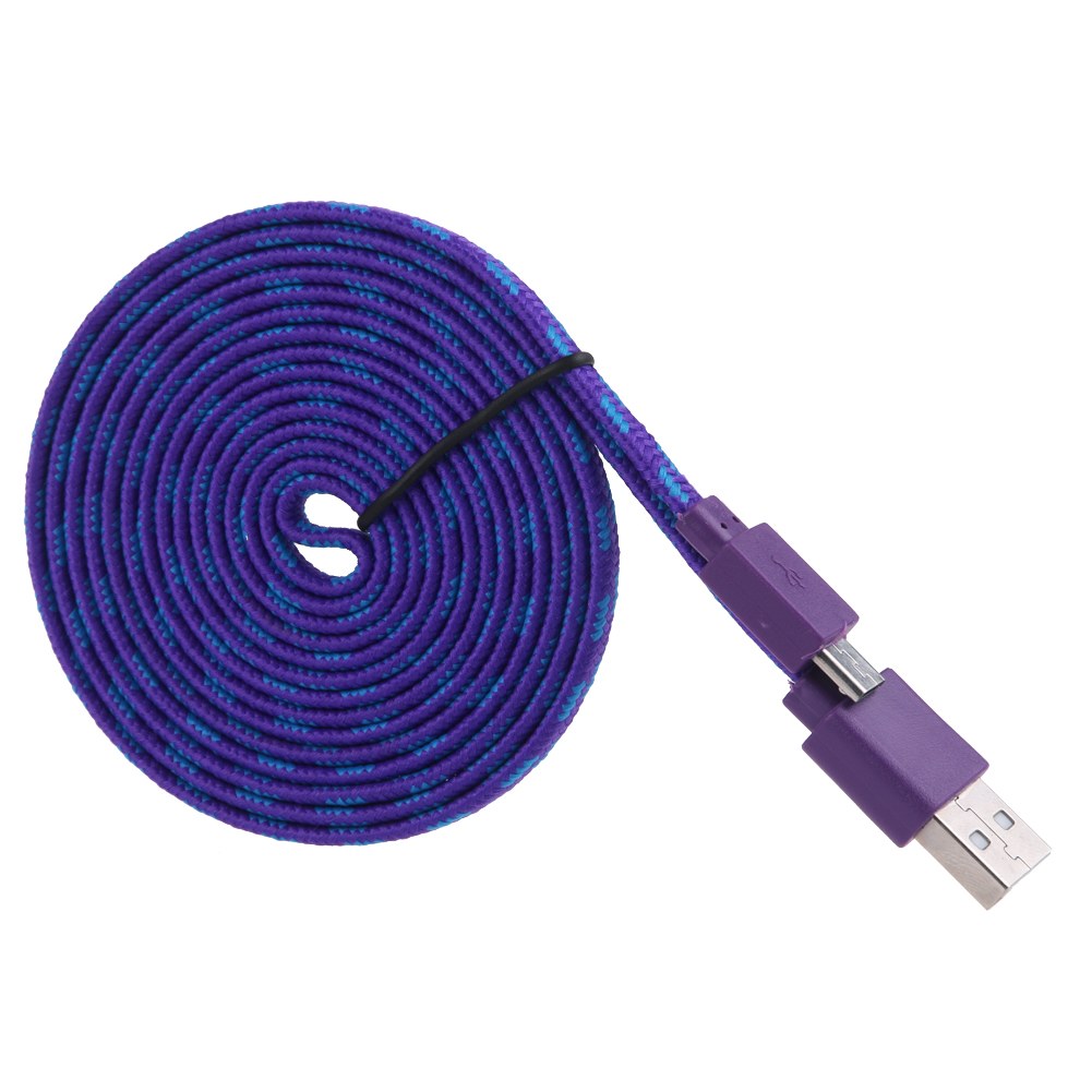 1M/2M/3M Flat Rope Braided Micro USB 2.0 Sync Data Charger Cable For Smart Phone eBay