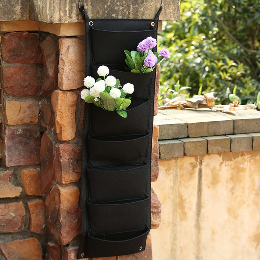 7 Pocket Vertical Hanging Wall Garden Planter Bag Indoor Outdoor
