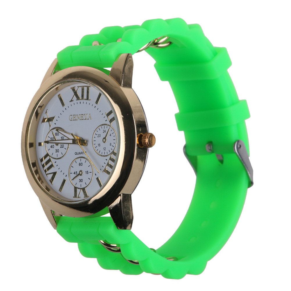 Geneva Unisex Women Men Silicone Band Wrist Watch Fashion Chian