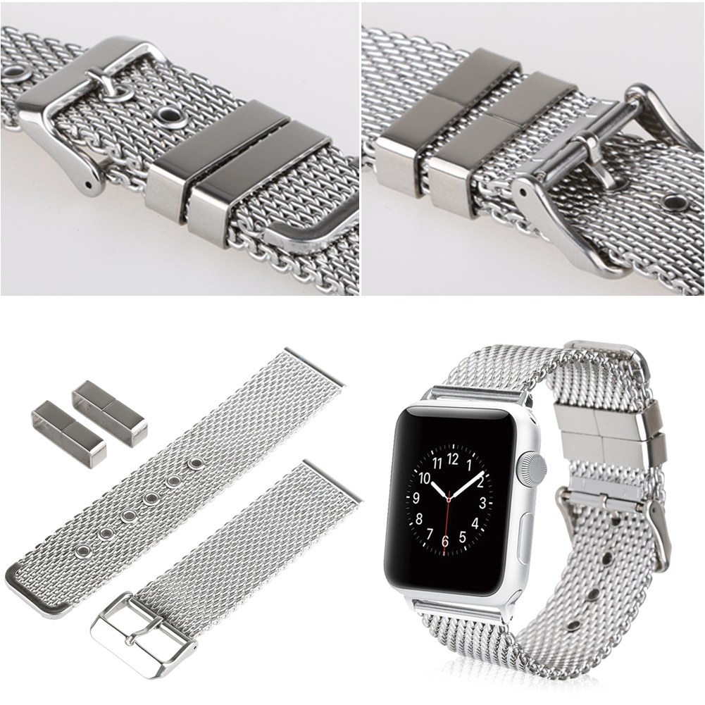 Elegant Stainless Steel Mesh Watch Bands Hole Strap For Apple Watch