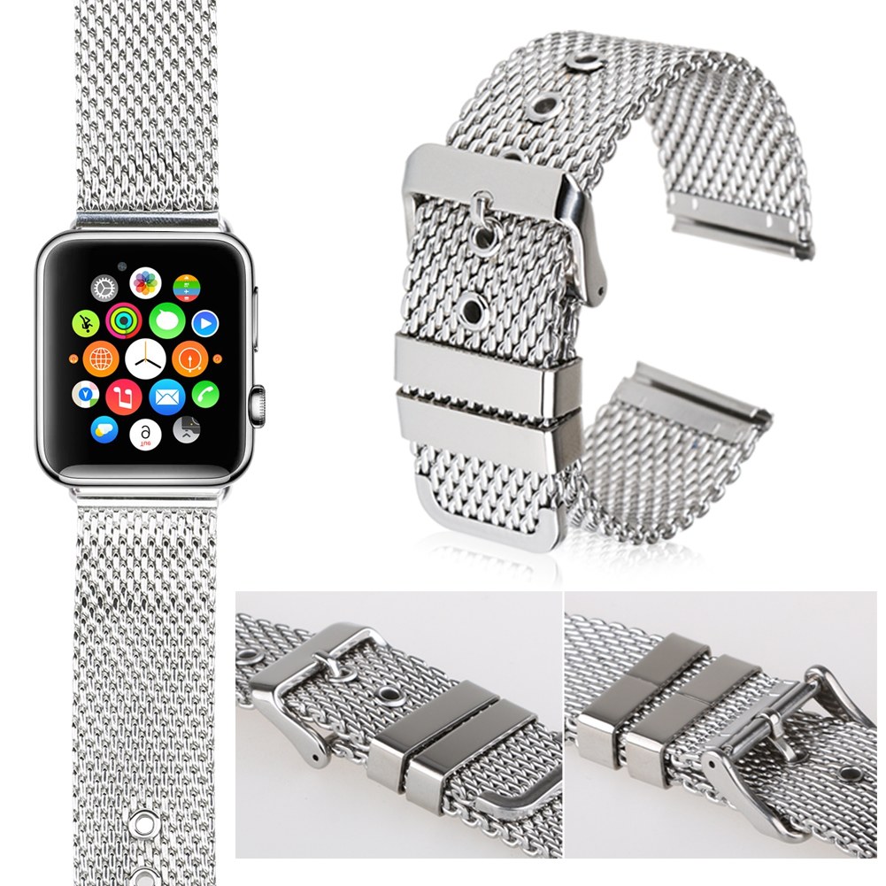 Luxury Stainless Steel Mesh Watch Bands Hole Strap Fr Apple Watch