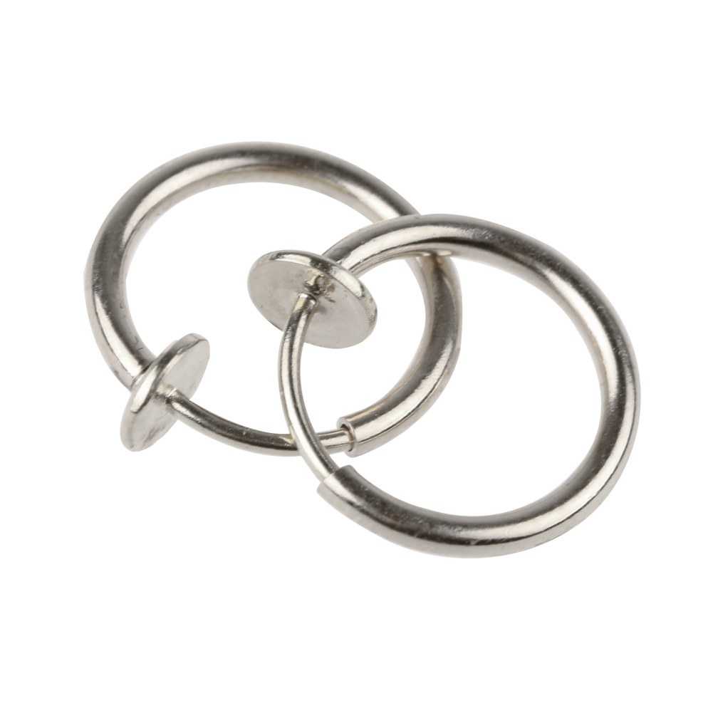 2PCS Fake Stud Earrings Goth Punk Clip On Piercing Body Nose Lip Rings