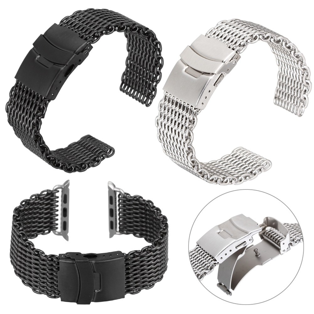 Fashion Stainles Steel Shark Bracelet Watch Mesh Band For Apple Watch