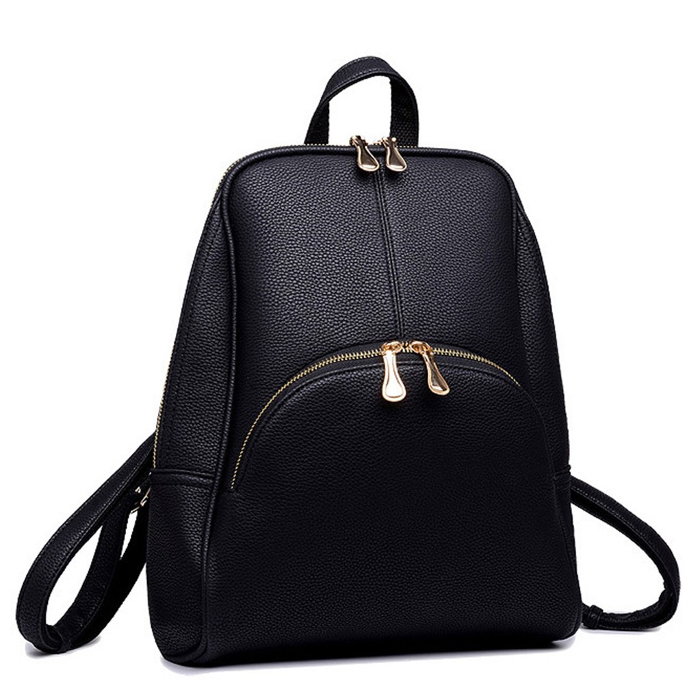 Fashion Women PU Leather Handbag Campus Shoulder Book Bags Travel Backpack Black | eBay