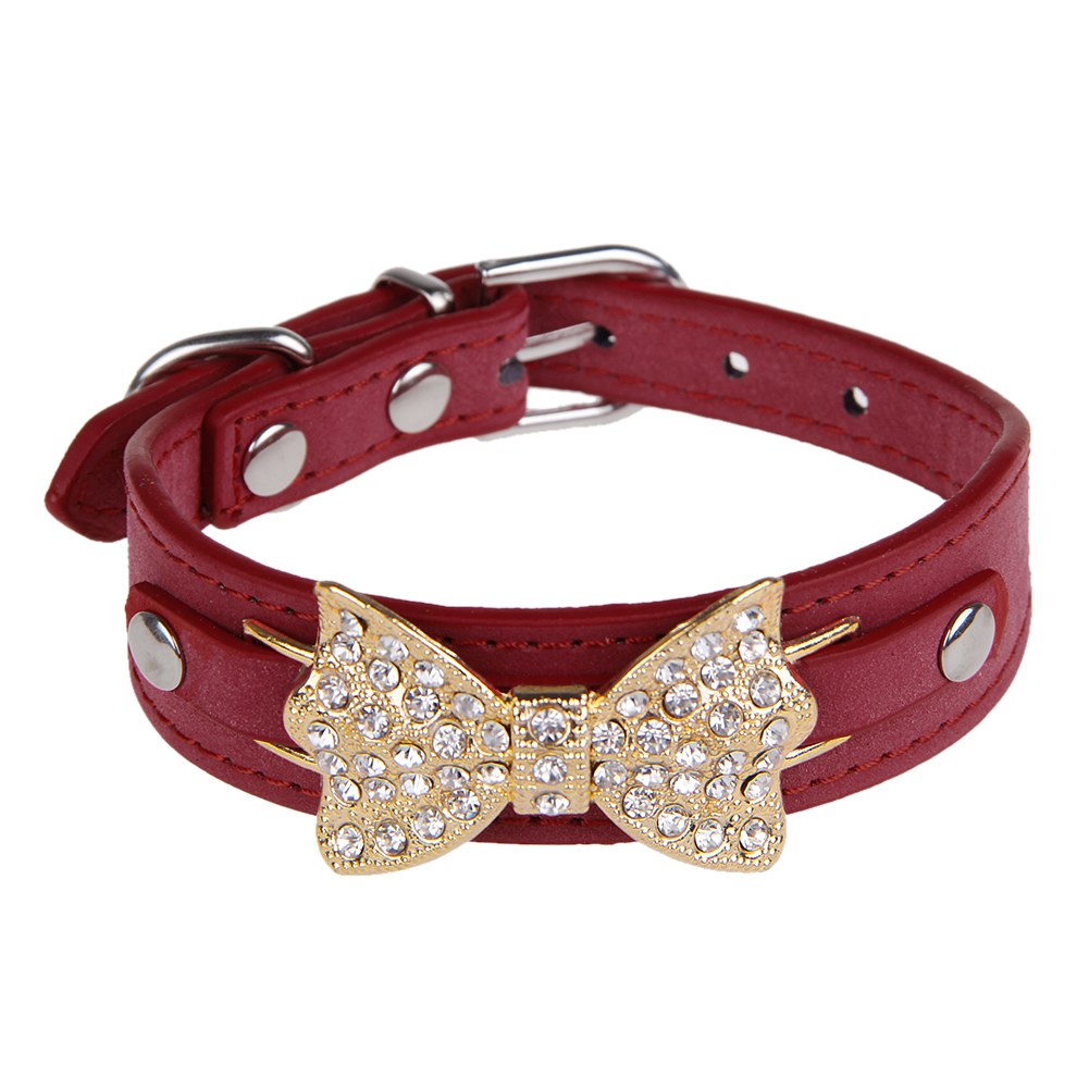Collier Pour Chien Chat Animal Cuir Réglable Strass Collar Collier Pour Chien Chat Animal Cuir Réglable Strass Collar