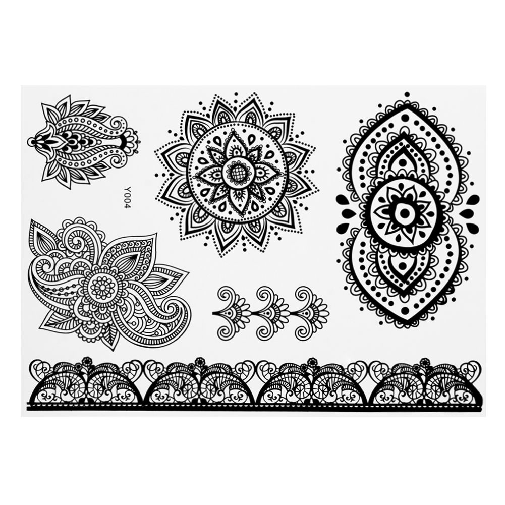 Flash Tattoo Henna | 1pc black white temporary flash tattoo inspired sticker Flash Tattoo Henna | 1pc black white temporary flash tattoo inspired sticker