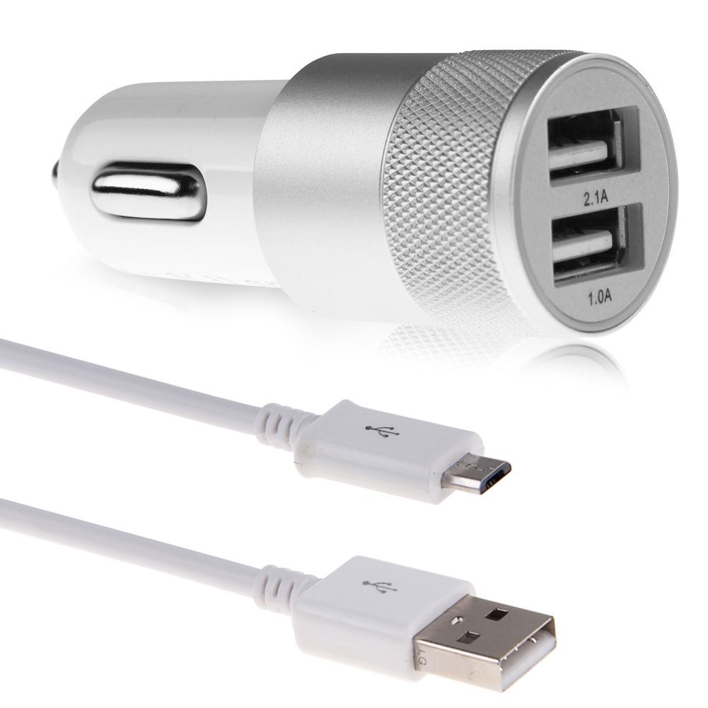 Micro USB Cable+2Ports USB 2.1A+1A Car Charger Adapter for Android
