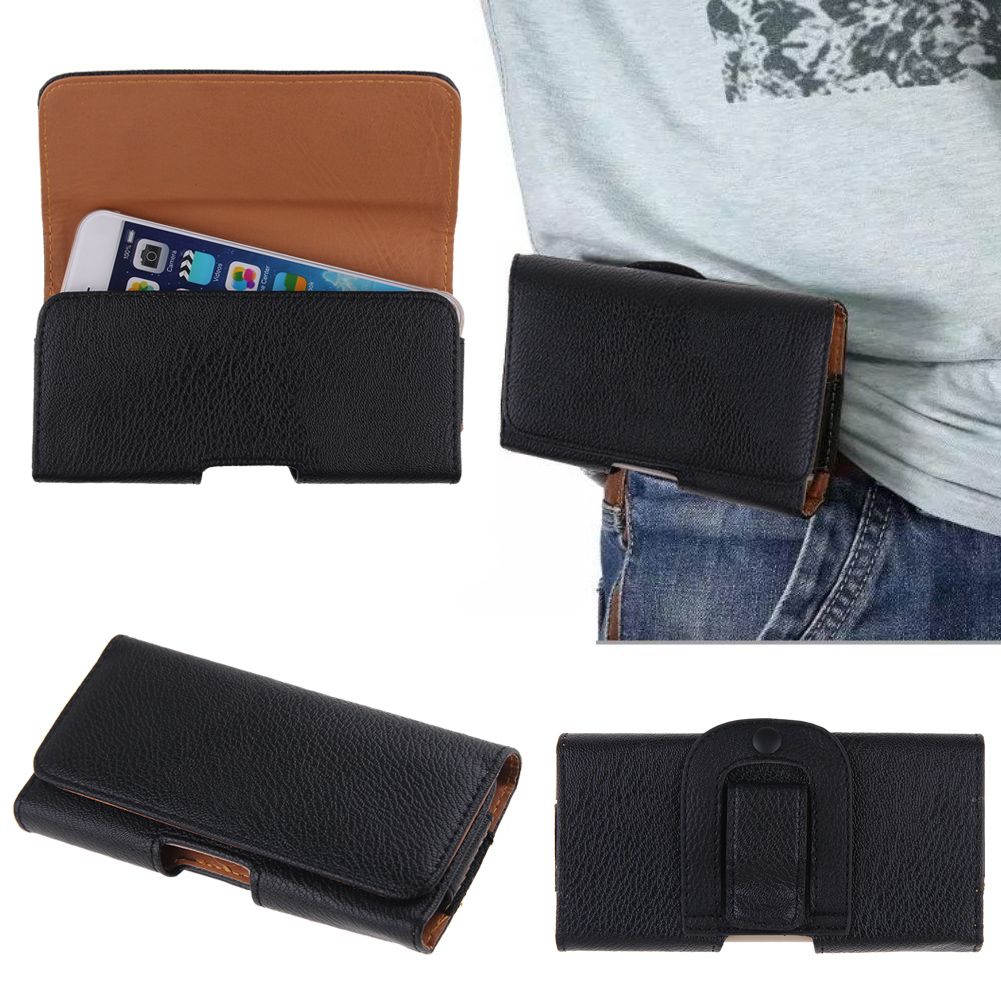 BLACK Horizontal LEATHER MOBILE PHONE SECURE BELT LOOP FLIP POUCH COVER CASE eBay