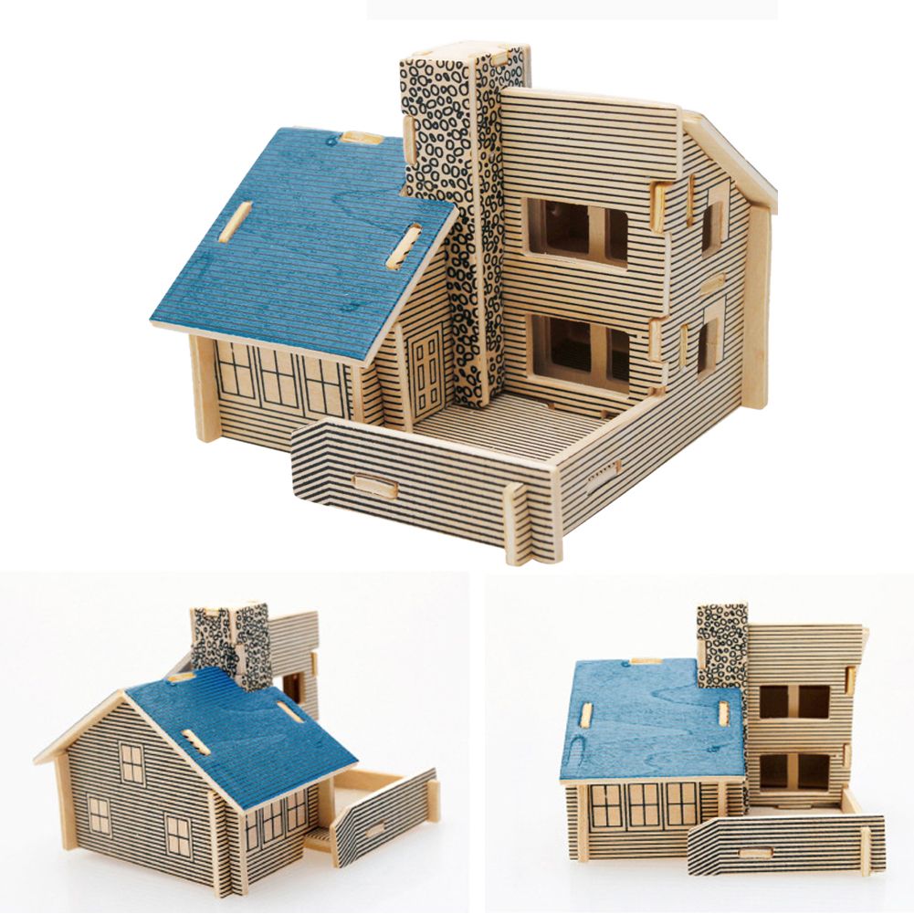 3D Wooden Puzzle Wood Craft Construction Kit Dinosaur Biplane Model Toy