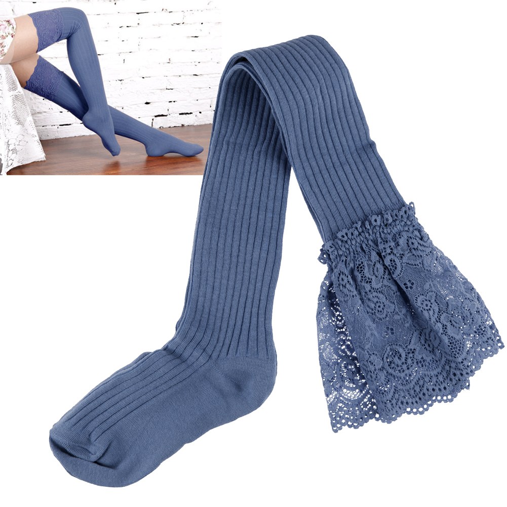 Fashion Women Lace Knit Cotton Over Knee Socks Thigh High ...