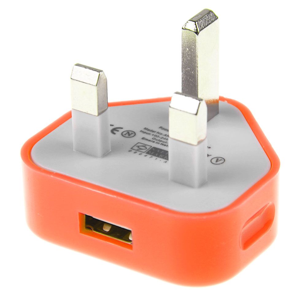 UK Mains Wall 3 Pin USB Plug Power Adaptor Charger For Mobile Phone ...