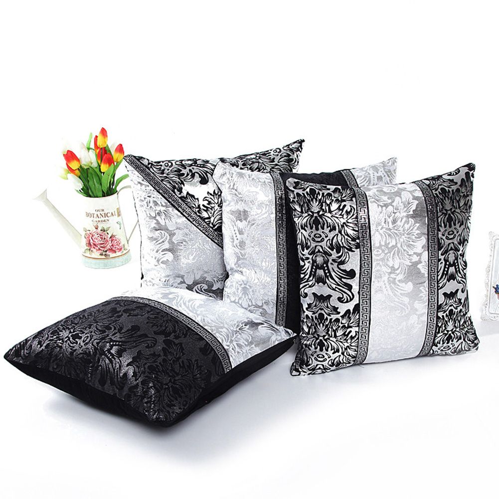 Retro Thick Black White Splice Sequins Throw Pillow Case Cushion Cover Decor eBay
