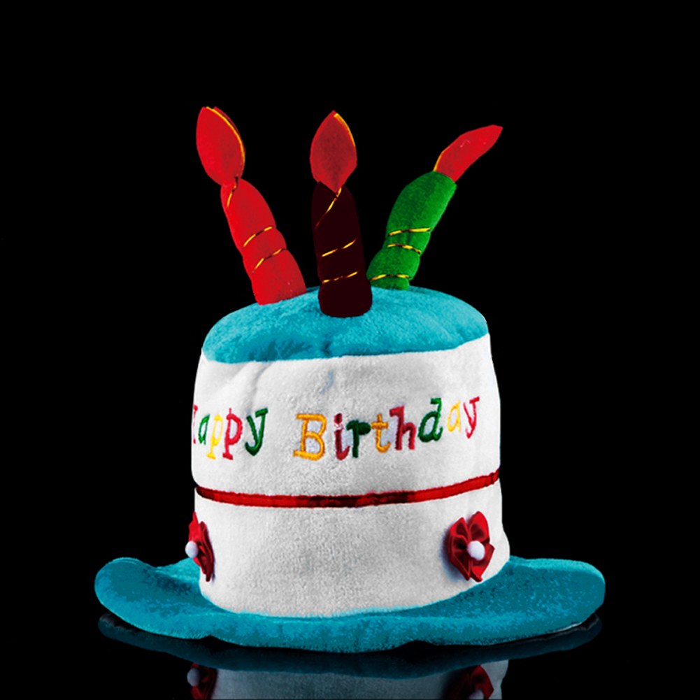 Plush Soft Fancy Dress Happy Birthday Cake Hat With Candles Cap Adult /Kids Size eBay