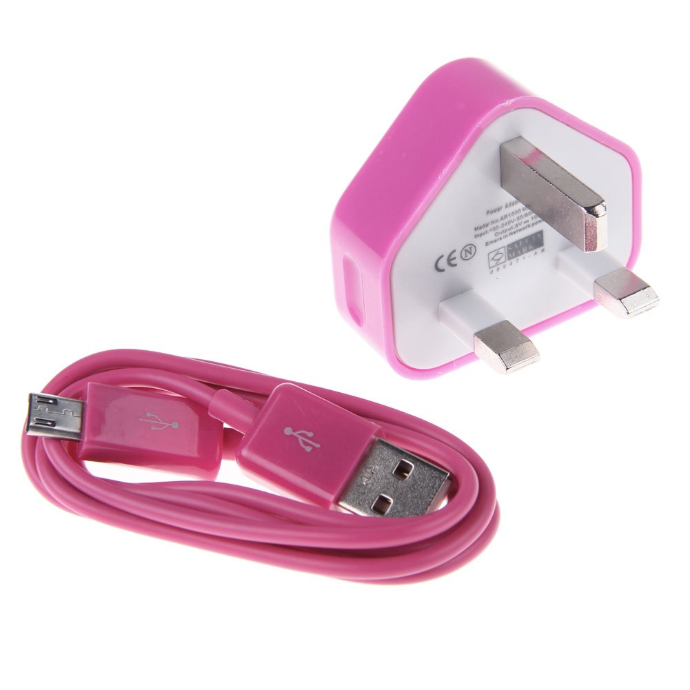 Mains Wall Charger UK Plug Adapter + 3.2Ft Micro USB Cable Lead For