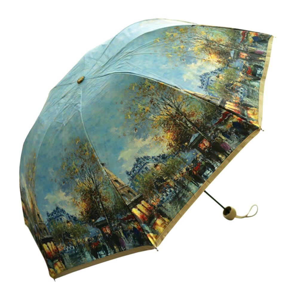 AntiUV Oil Painting Umbrellas Folding Windproof Sun Rain Umbrella