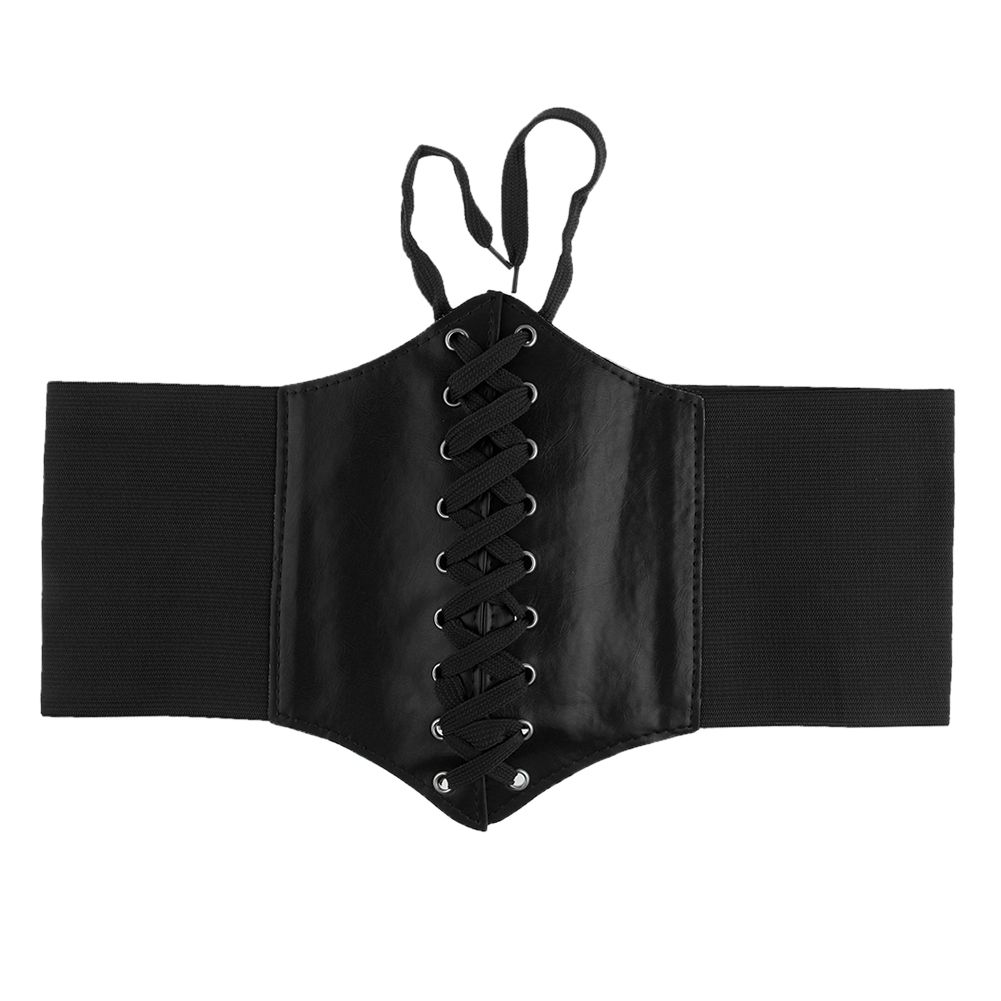 LADY WOMEN WAIST CINCHER WIDE BAND ELASTIC WASPIE CORSET BELT PU