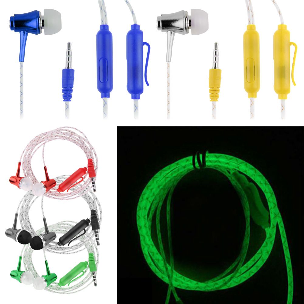 Glow In The Dark Headphones Luminous Neon Headset Flashlight Earphone